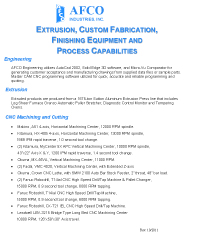 Extrusion, Custom Fabrication, Finishing Equipment and Process Capabilities List 